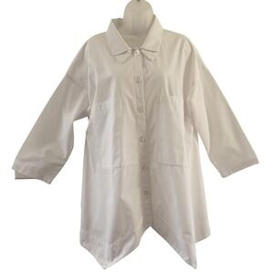Dress To Kill Tunic Shirt Womens One Size White Button Front Oversized Pockets
